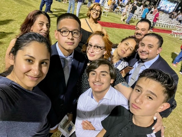 Cruz with extended family at an evening gathering